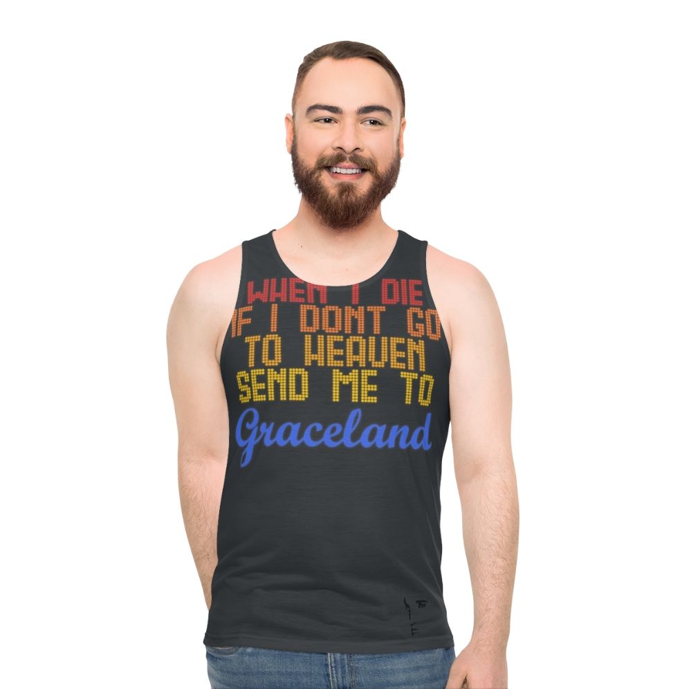 Elvis Presley Unisex Tank Top with "Send Me to Graceland" Design