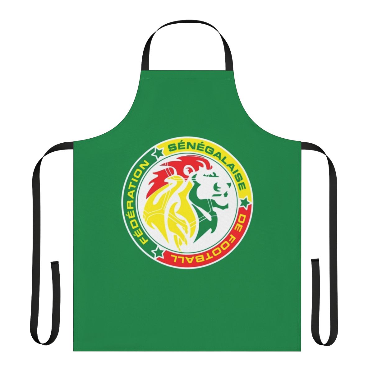 Senegalese football fans apron featuring the Senegalese national team colors and crest