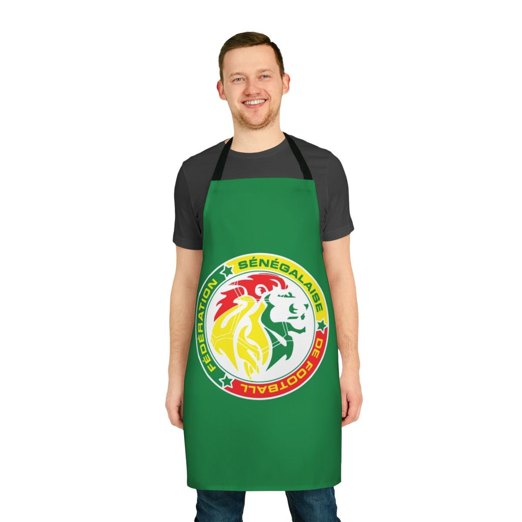 Senegalese football fans apron featuring the Senegalese national team colors and crest