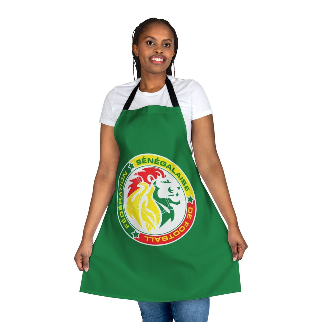 Senegalese football fans apron featuring the Senegalese national team colors and crest