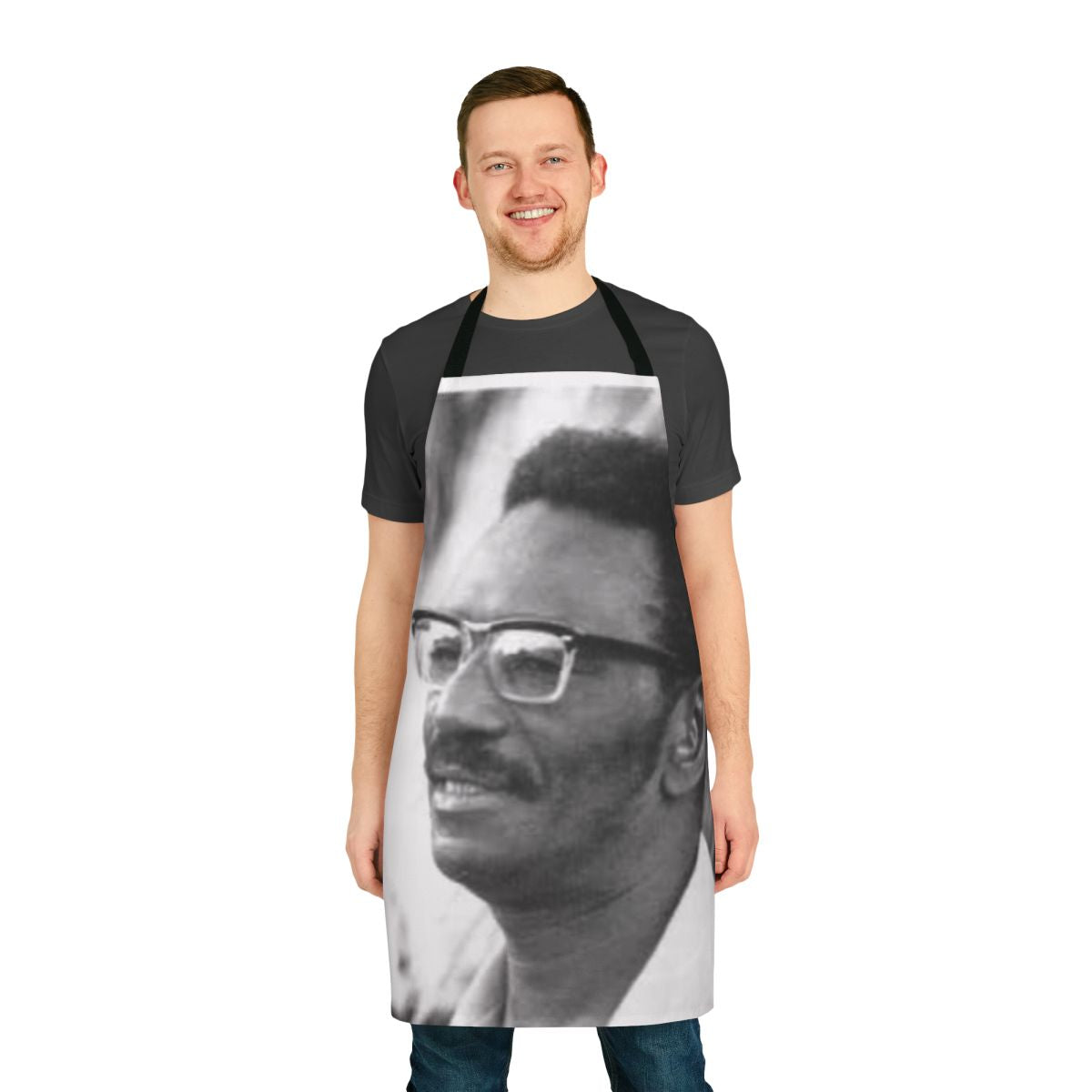 Apron featuring the image and name of Cheikh Anta Diop, a renowned Senegalese historian and anthropologist.
