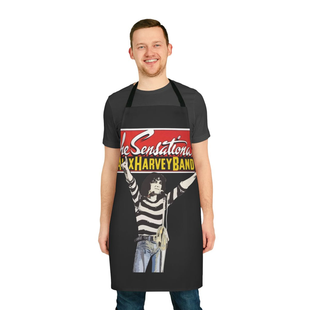 Sensational Alex Harvey band-inspired apron with retro 70s graphics