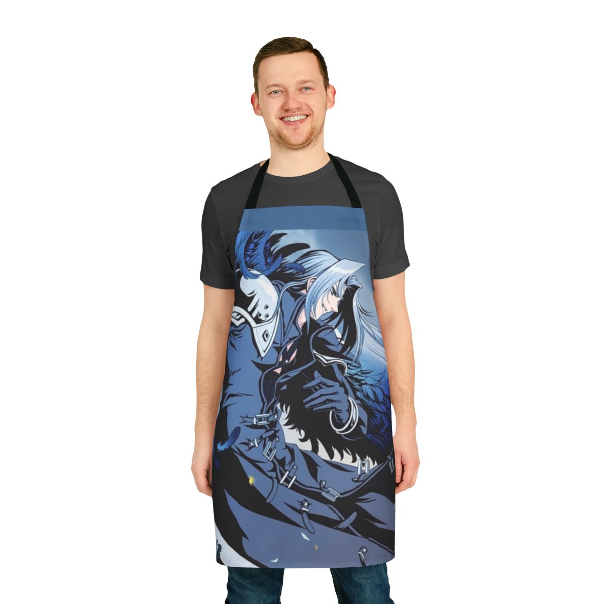 Sephiroth-themed apron with dark, villainous design for cooking and baking