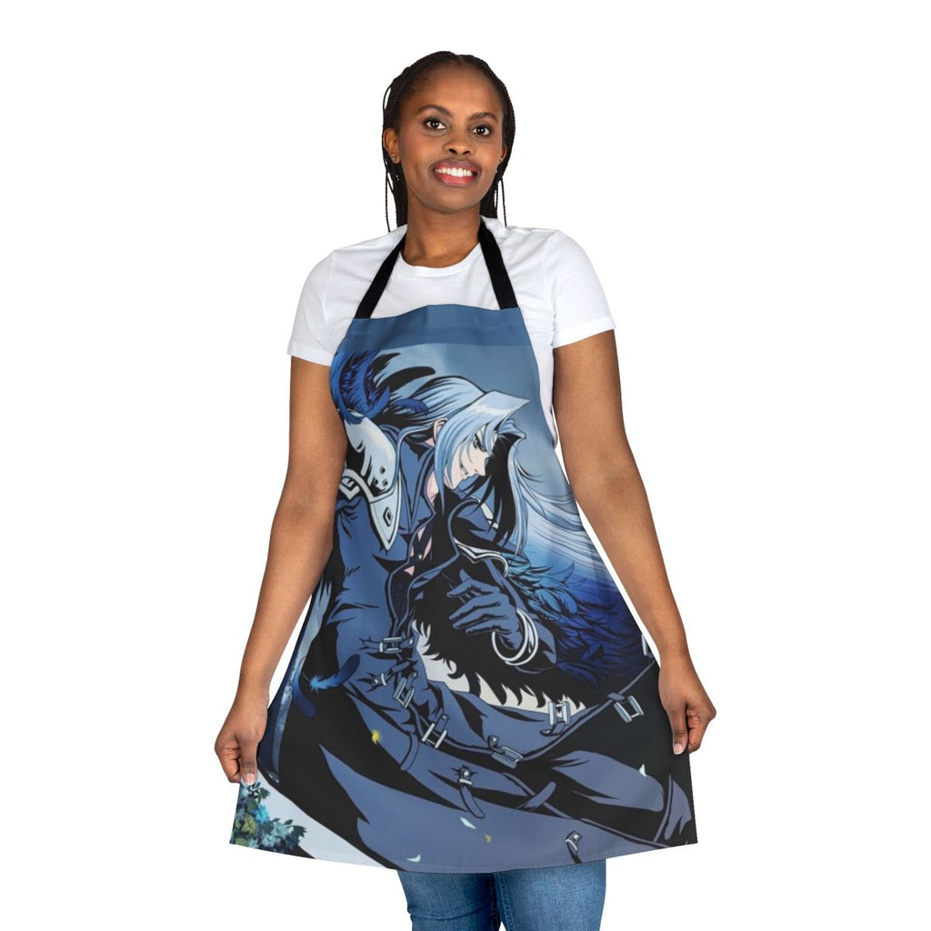 Sephiroth-themed apron with dark, villainous design for cooking and baking