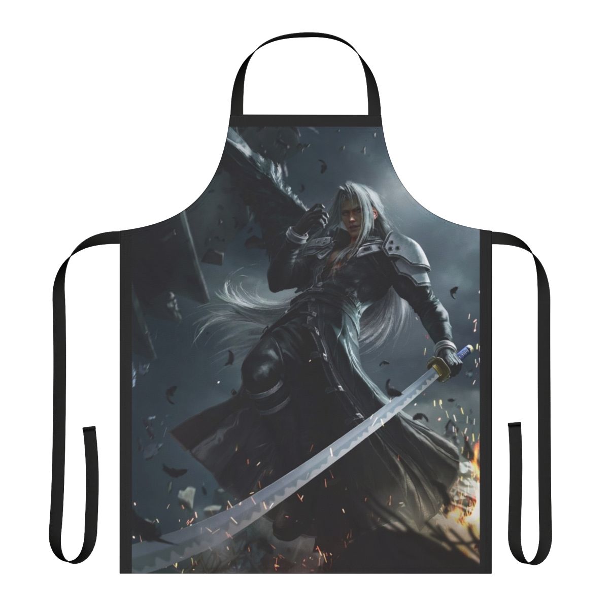 Sephiroth Inspired Fantasy Apron with One Winged Angel Motif