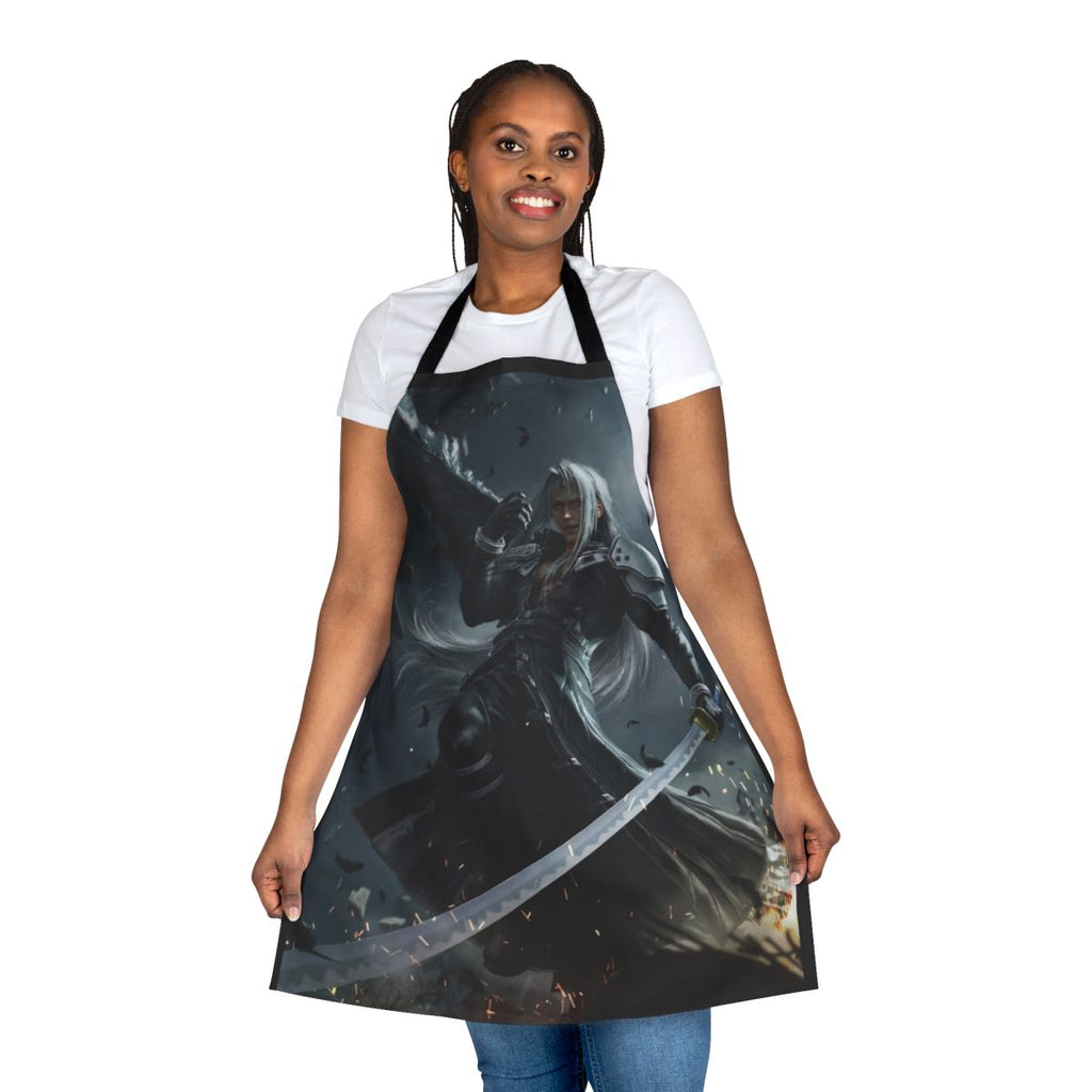 Sephiroth Inspired Fantasy Apron with One Winged Angel Motif