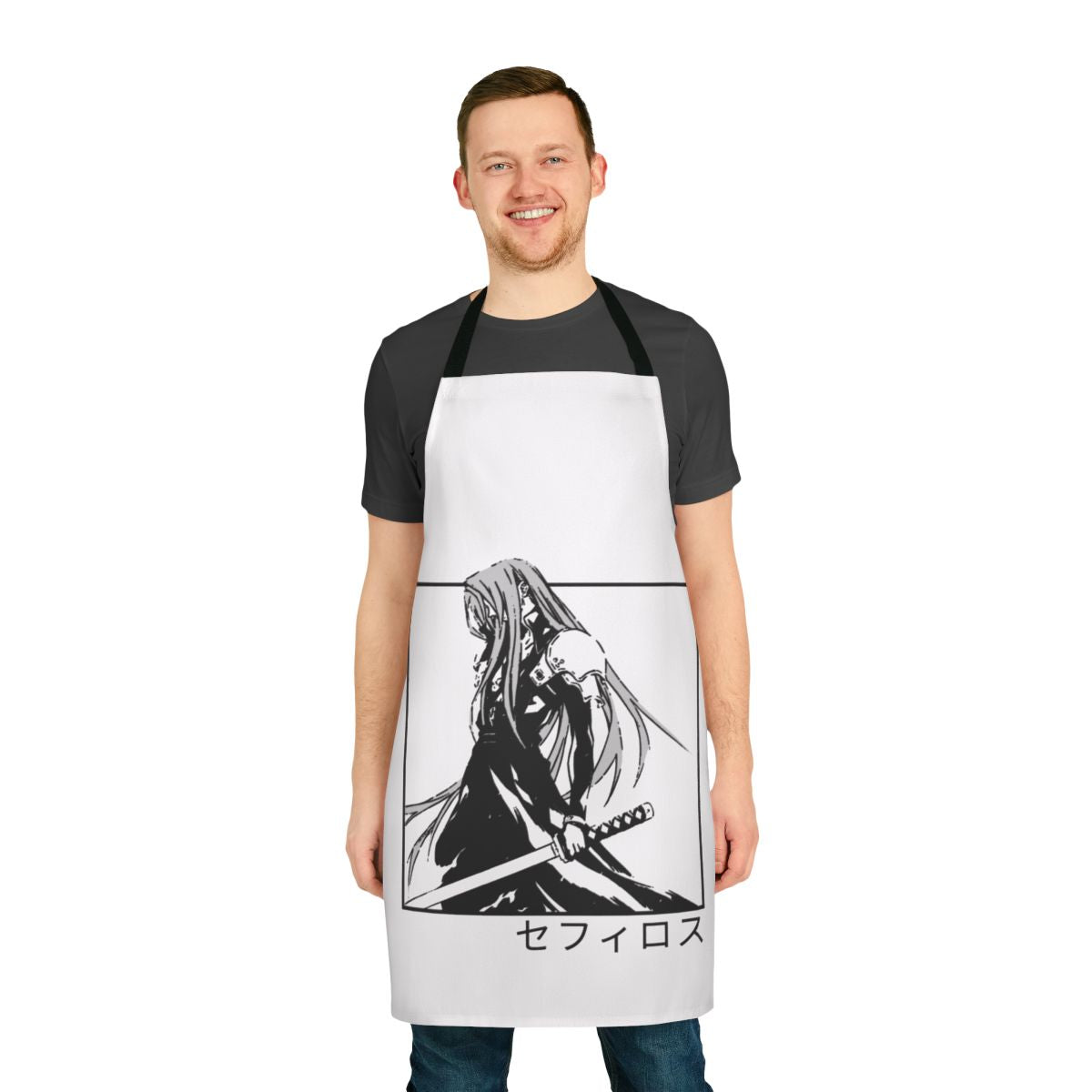 Sephiroth-inspired gaming apron with Final Fantasy artwork and imagery