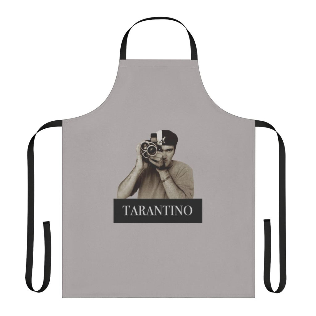 Sepia gray apron with Quentin Tarantino movie-themed design