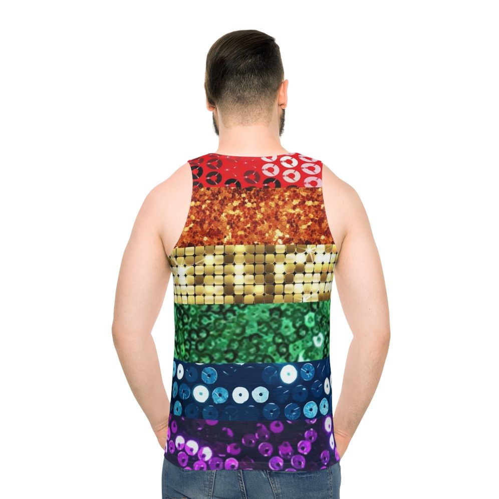 Unisex sequin pride flag graphic tank top