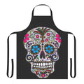 Sequin sugar skull apron with floral accents for Day of the Dead and Gothic Halloween celebrations