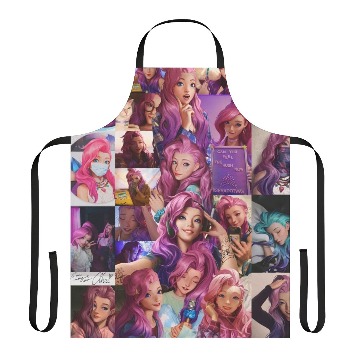 Seraphine themed apron featuring the League of Legends KDA All Out design