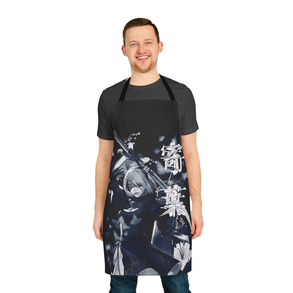 Serene Bloom Fantasy Floral Apron with Anime Inspired Designs