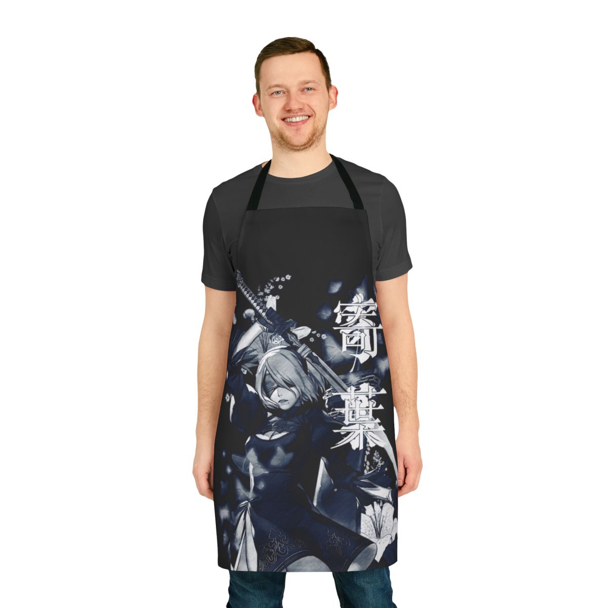 Serene Bloom Fantasy Floral Apron with Anime Inspired Designs