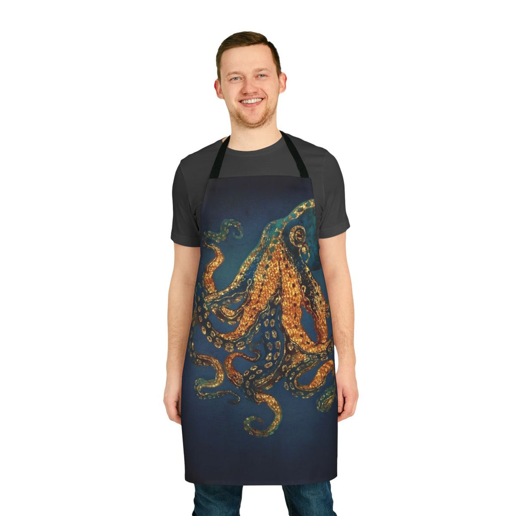 Apron featuring a vibrant, abstract underwater scene with a dreamy octopus design.