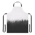 A serene and atmospheric apron featuring a landscape of trees and fog, perfect for nature lovers and outdoor enthusiasts.