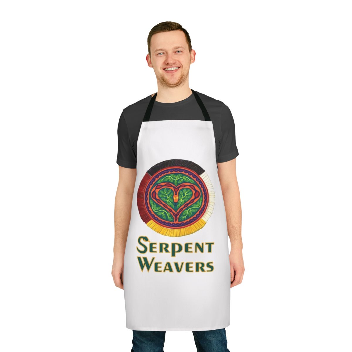 Serpent Weavers Logo Apron with a tribal, pagan-inspired design