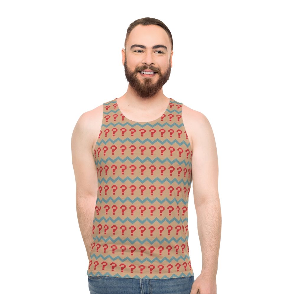 Unisex Seventh Doctor Tank Top featuring the iconic question mark design