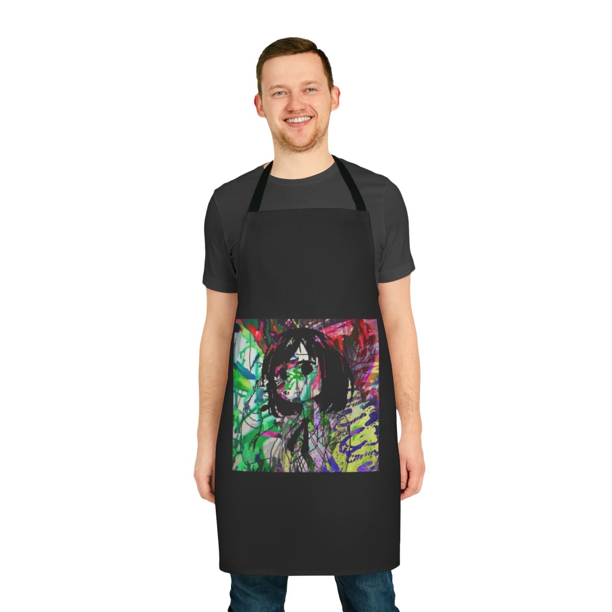 Sewerslvt-inspired custom apron with melancholic and breakcore design