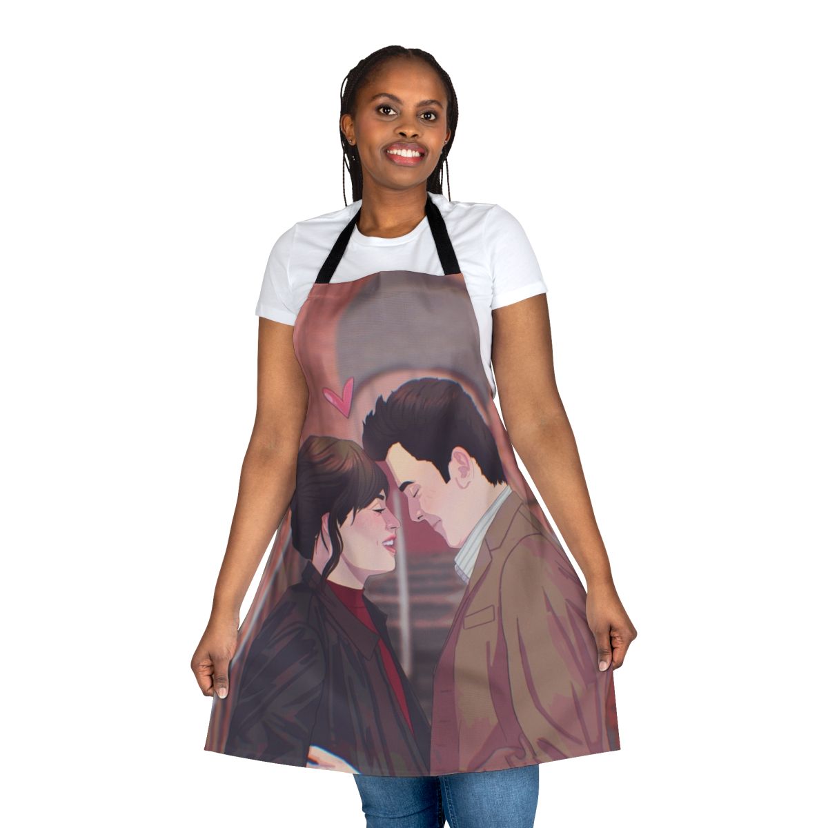 Maeve Wiley and Otis Milburn Sex Education fan art printed on an apron