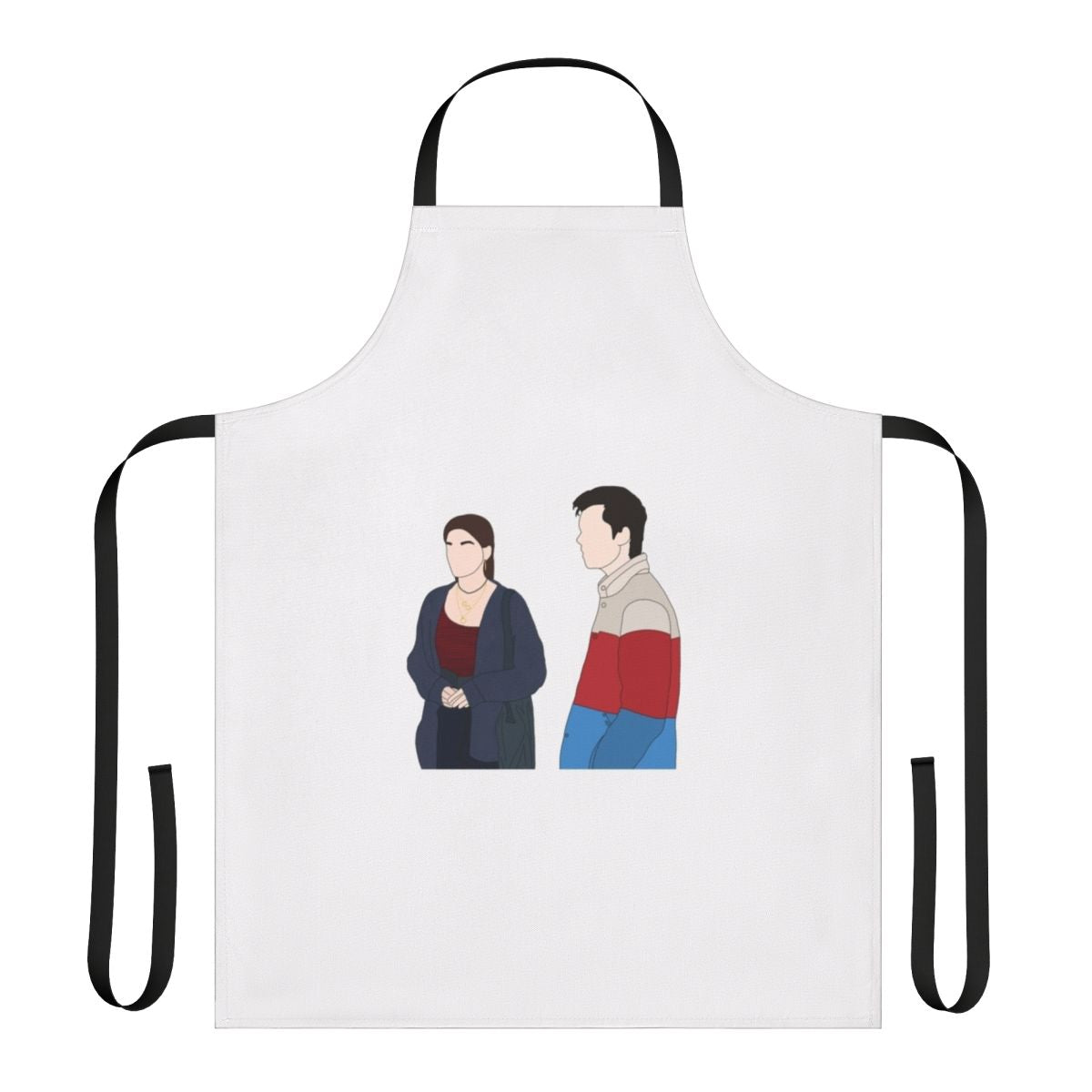 Sex Education inspired apron featuring the characters Otis and Maeve