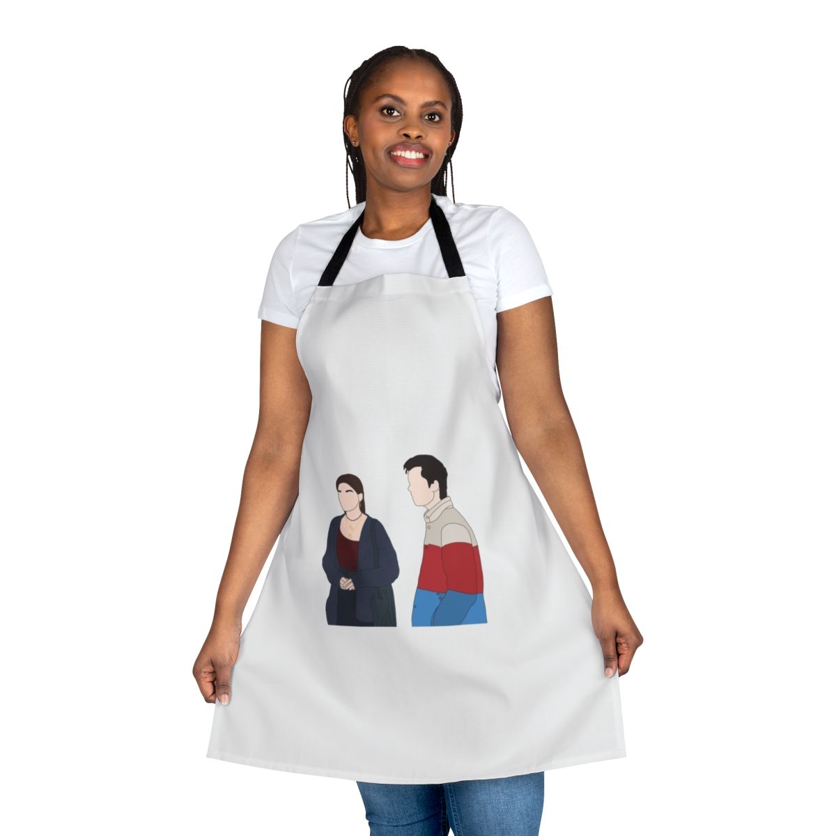Sex Education inspired apron featuring the characters Otis and Maeve