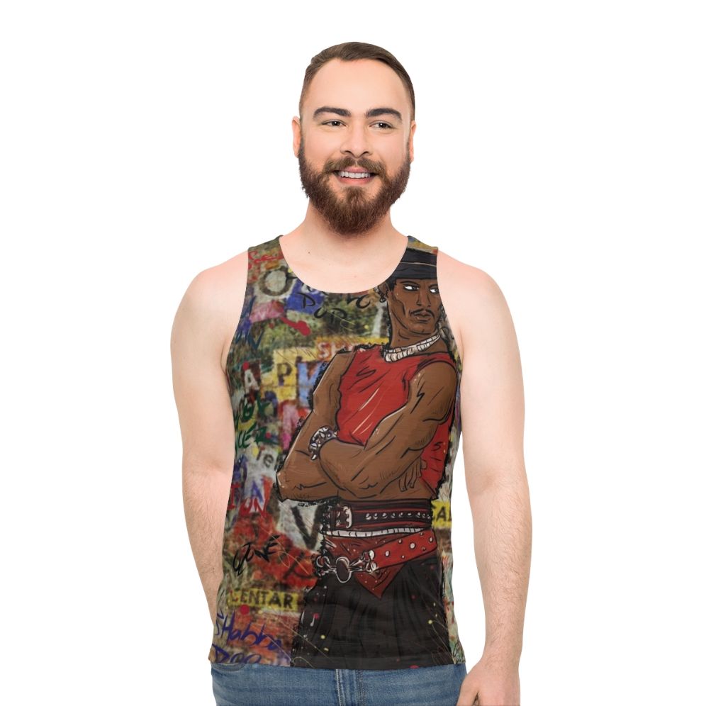 Shabba Doo Street Dancer unisex tank top featuring retro 80s 90s hip hop graphic