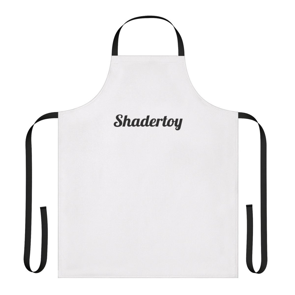 Shadertoy-inspired graphic design apron featuring a vector-based color pattern