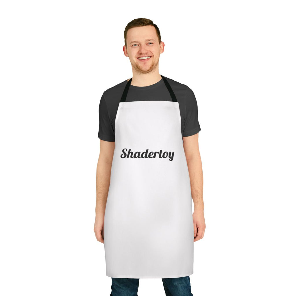 Shadertoy-inspired graphic design apron featuring a vector-based color pattern
