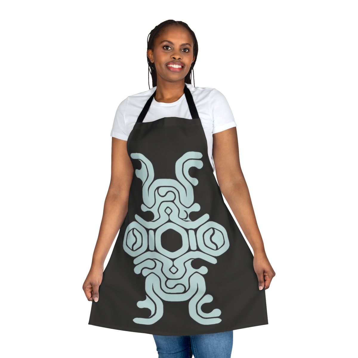 Shadow of the Colossus inspired mantle cloak design on a high-quality apron for video game fans