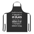 Black apron with Shadowhunters-inspired design for fantasy book lovers
