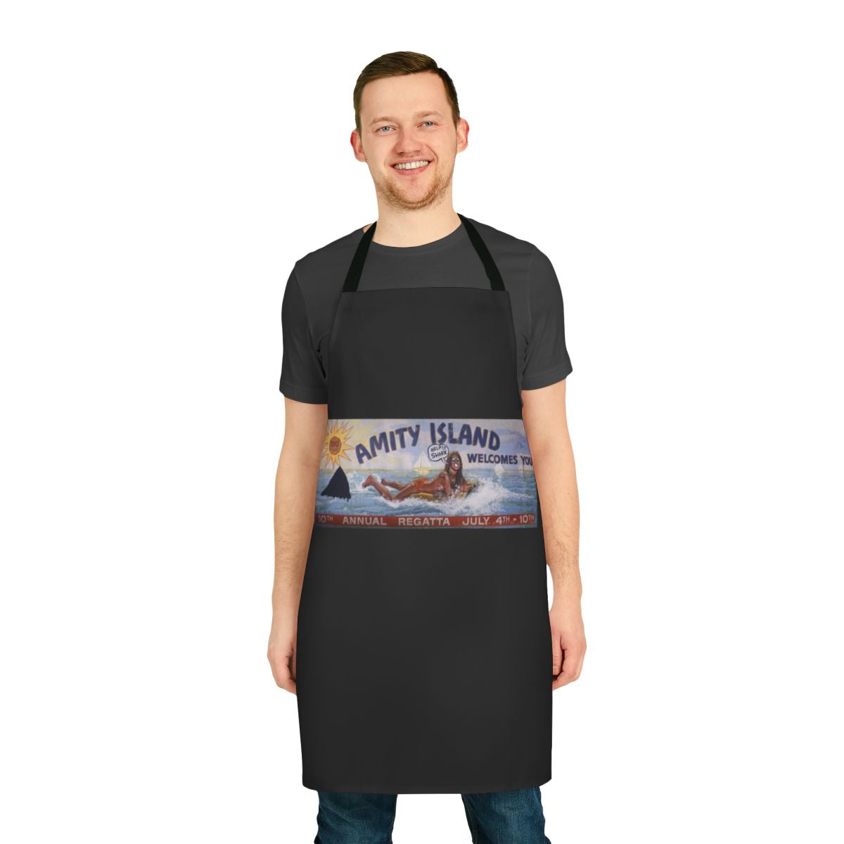 Shark Attack Themed Apron - Amity Island Inspired Retro Horror Movie Gift