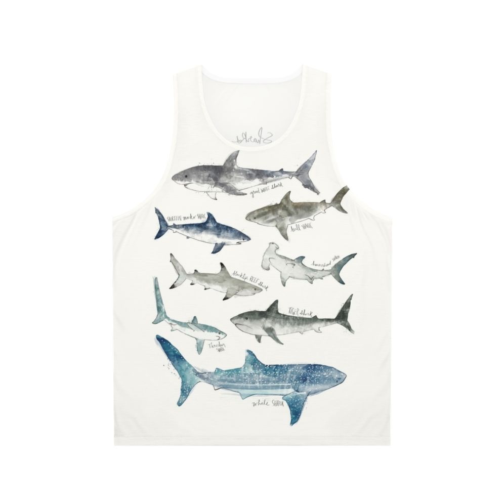 Sharks Unisex Tank Top - Featuring Diverse Shark Species