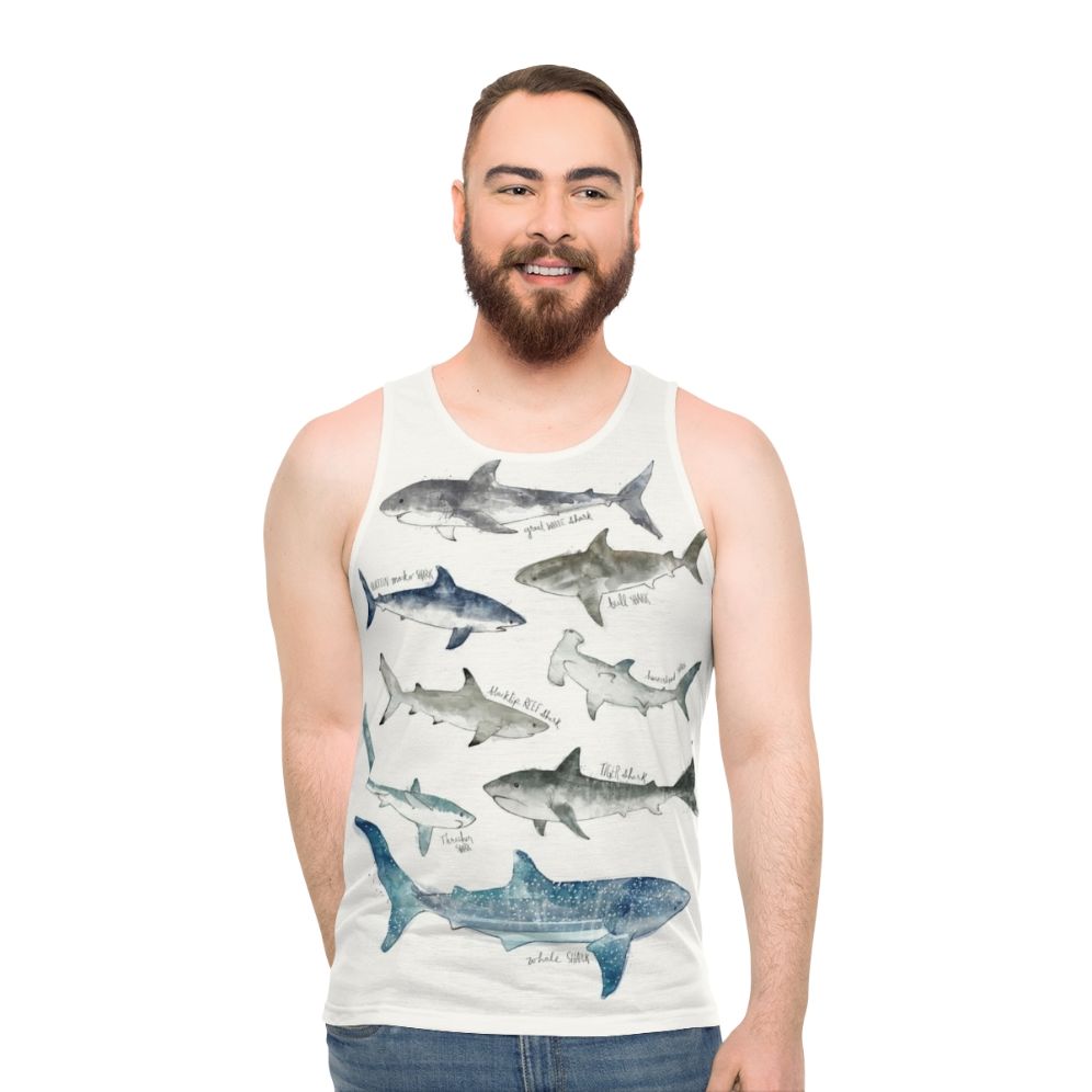 Sharks Unisex Tank Top - Featuring Diverse Shark Species