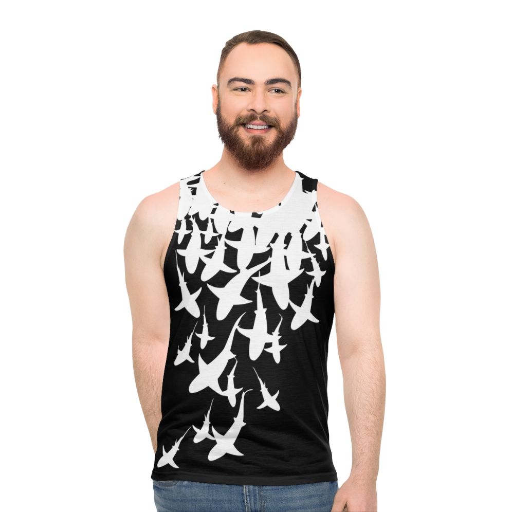 Sharks V2 Unisex Tank Top with Ocean and Marine Life Graphics