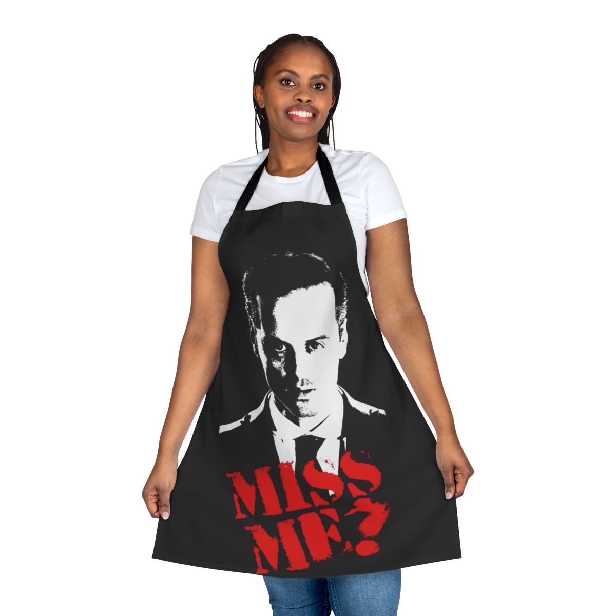 Sherlock-inspired apron featuring the character of Moriarty from the popular TV series