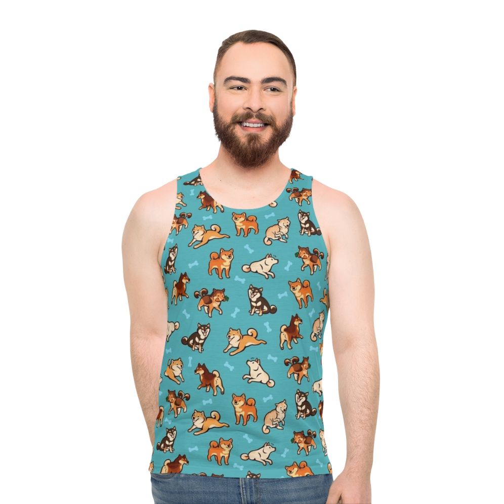 Shiba Inu Blue Unisex Tank Top