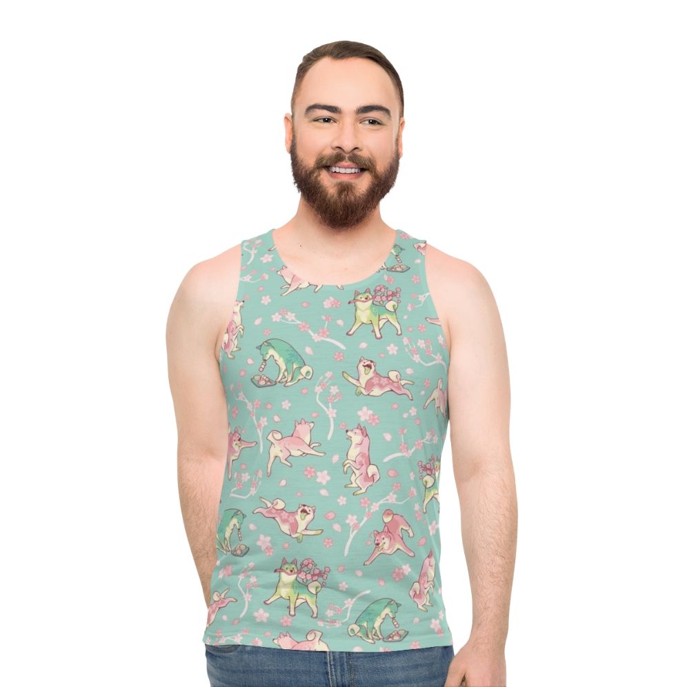 Shiba Inu Floral Unisex Tank Top