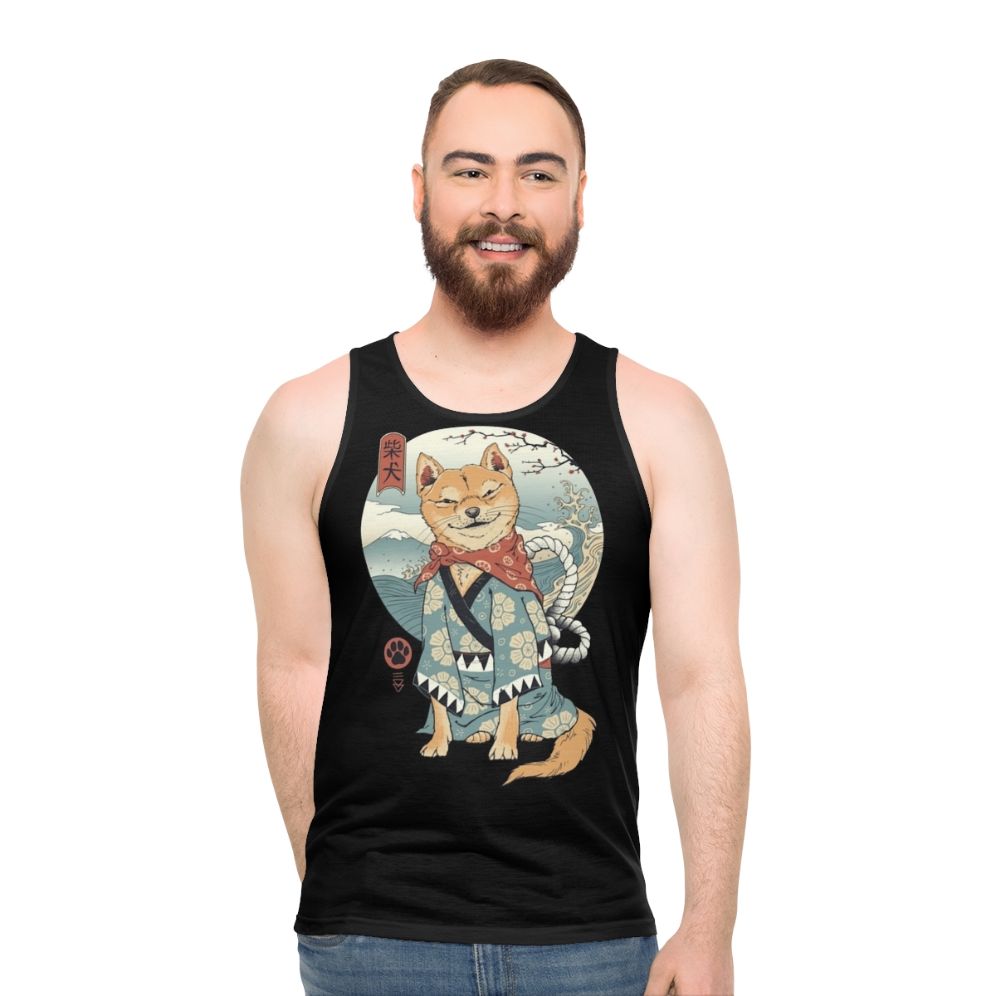 Shiba Inu Unisex Tank Top with Ukiyo-e Inspired Graphic