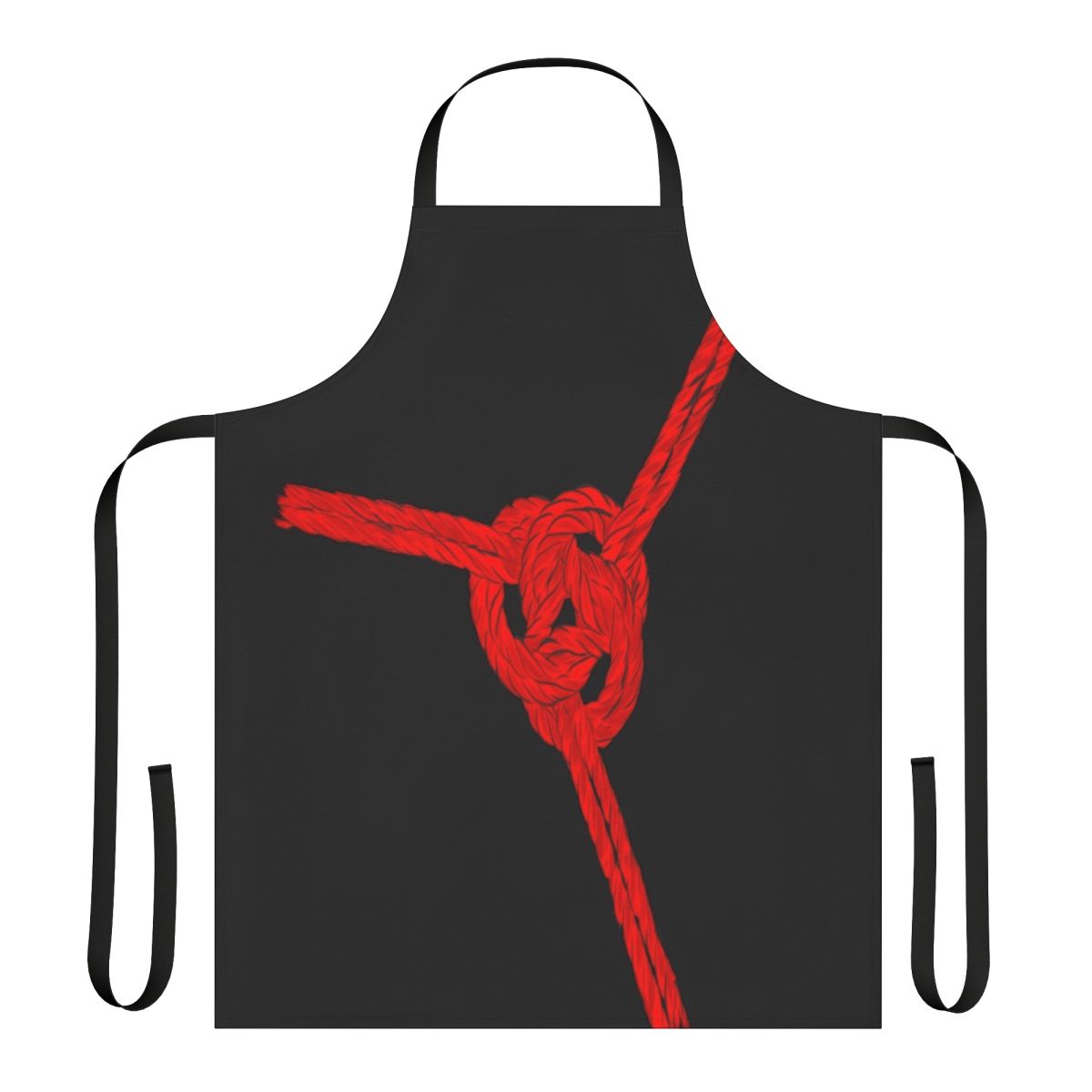 Shibari-inspired red apron with rope detailing