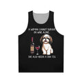 Shih Tzu and Wine Funny Dog Unisex Tank Top
