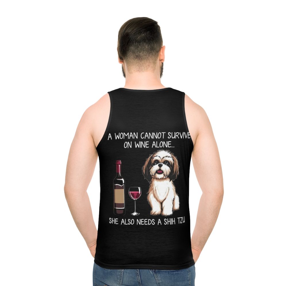 Shih Tzu and Wine Funny Dog Unisex Tank Top