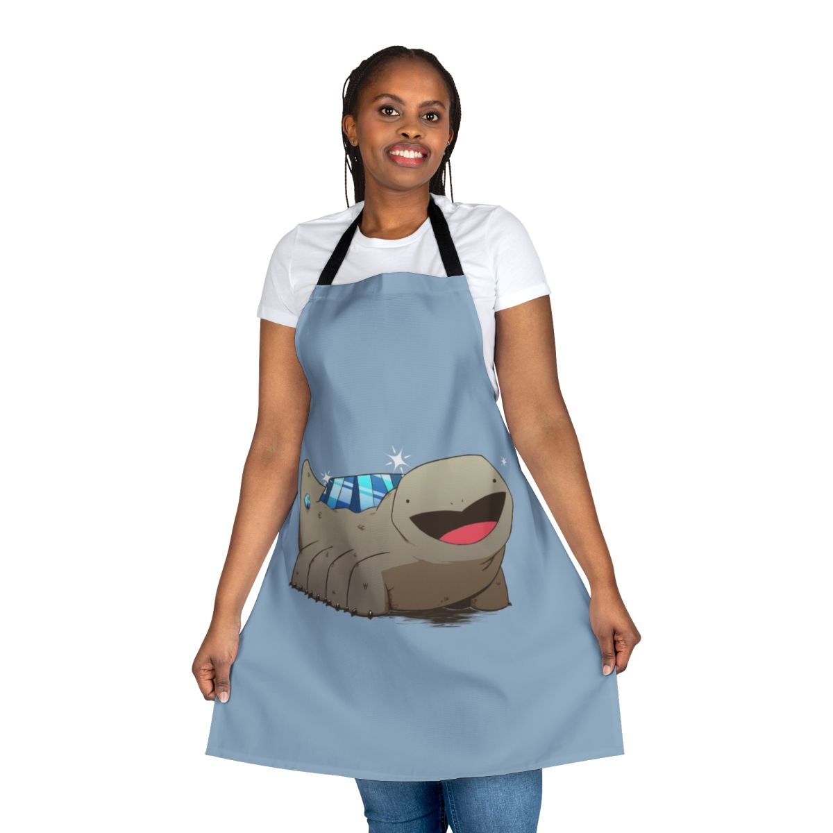 Apron featuring a crystal lizard design, inspired by the Dark Souls and Bloodborne video game series.