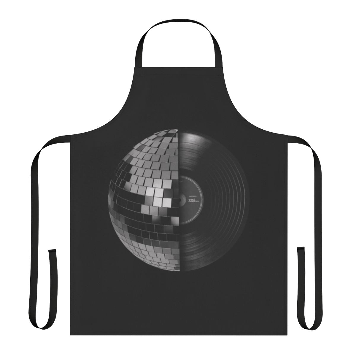 Disco ball inspired apron with shimmering mirror spheres