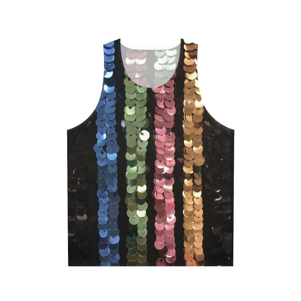 Shimmering sequin unisex tank top in vertical stripes
