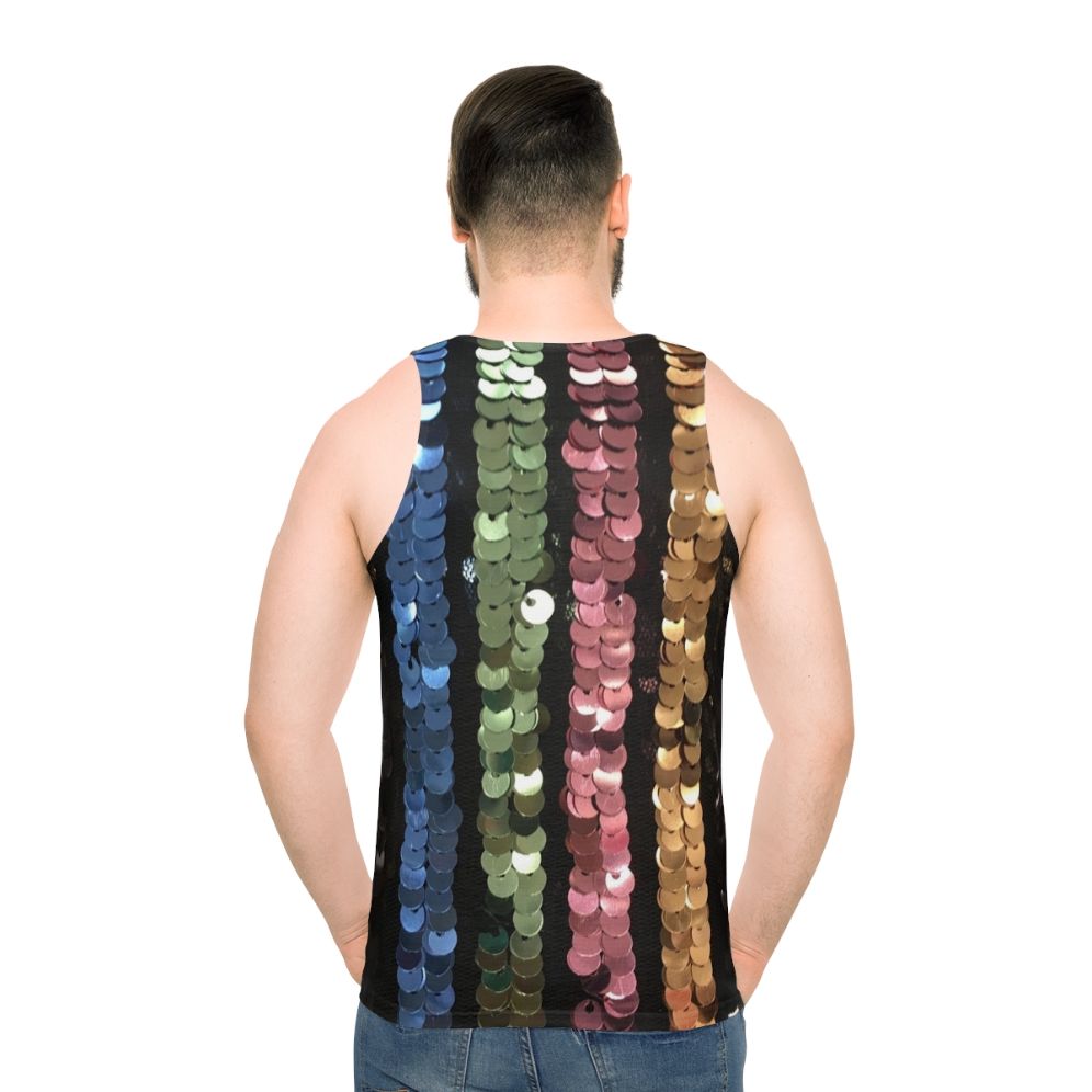 Shimmering sequin unisex tank top in vertical stripes