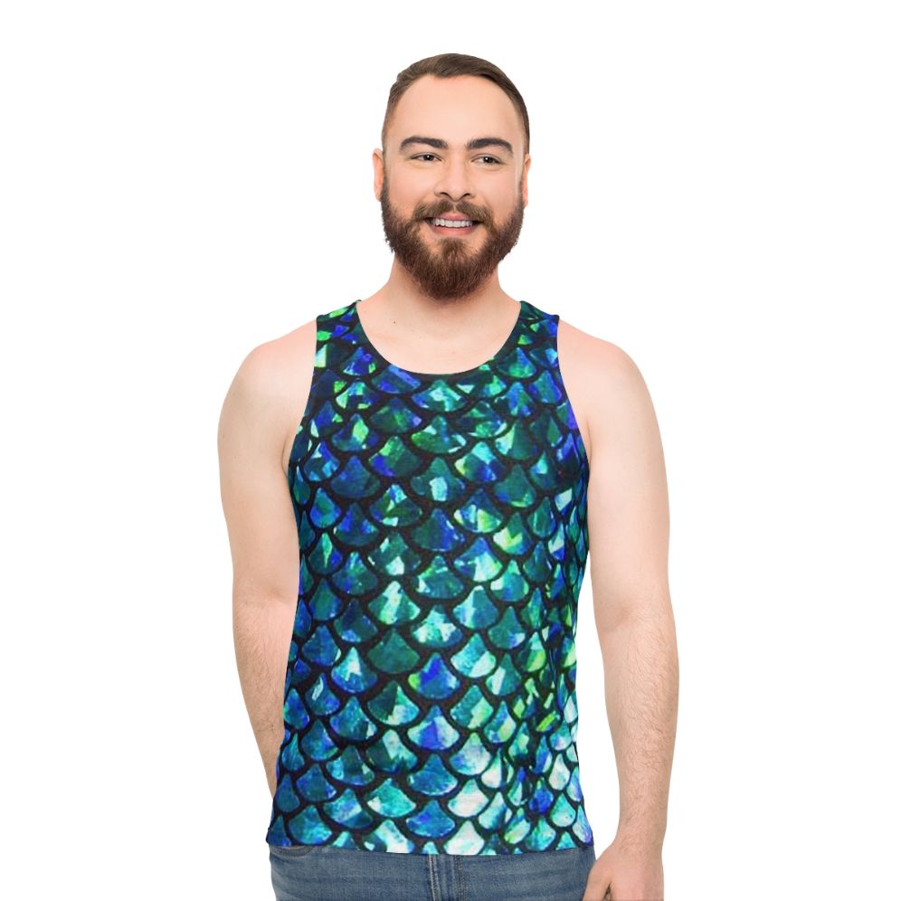 Shimmery mermaid fish scales unisex tank top