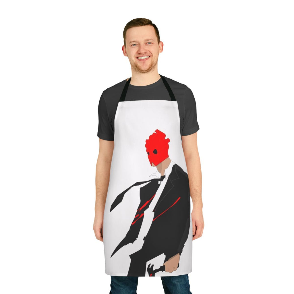 Shin Dorohedoro-inspired anime apron featuring characters Noi, Cayman, and Nikaido
