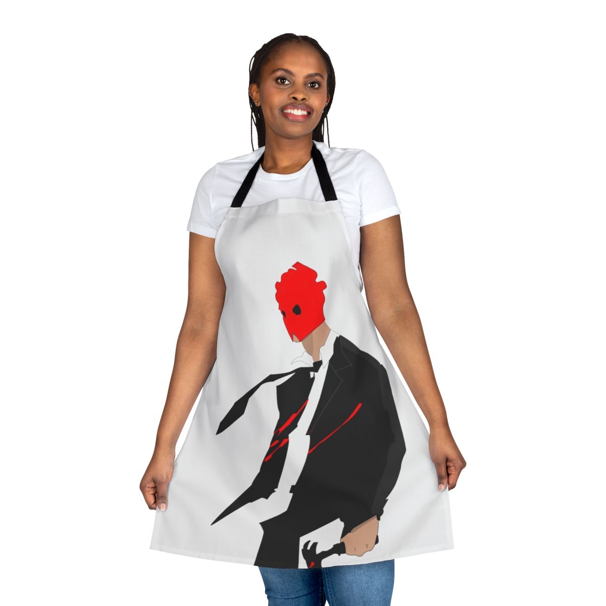 Shin Dorohedoro-inspired anime apron featuring characters Noi, Cayman, and Nikaido