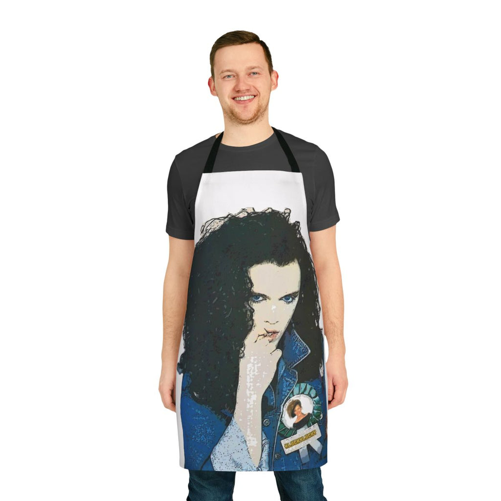 Shiny star-patterned apron featuring the iconic look of 80s singer Pete Burns