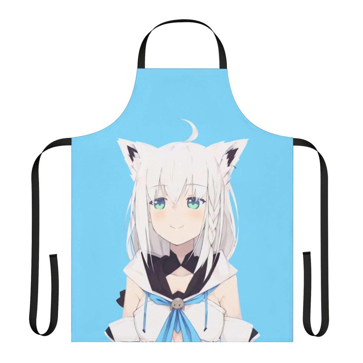 Shirakami Fubuki inspired apron with a smug anime fox design, perfect for Hololive fans and virtual youtuber enthusiasts.